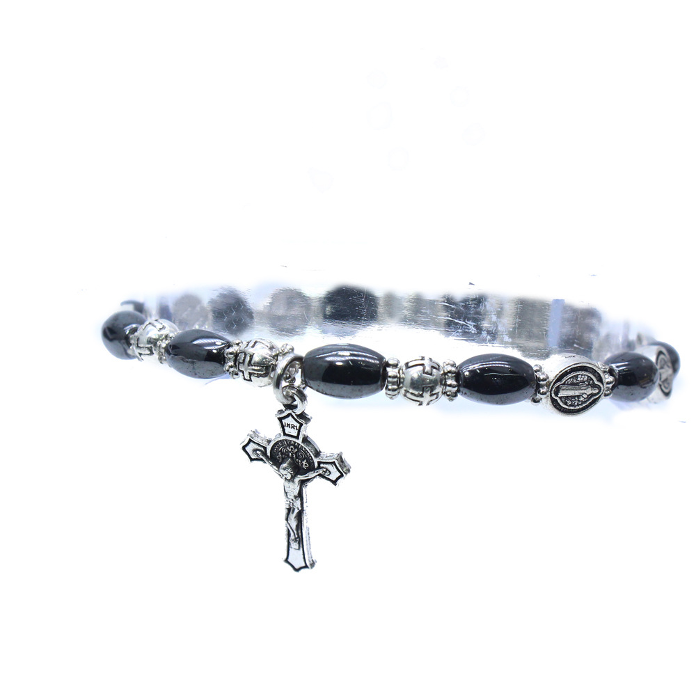 Retro Cross Obsidian Plating Unisex Bracelets 1 Piece display picture 2