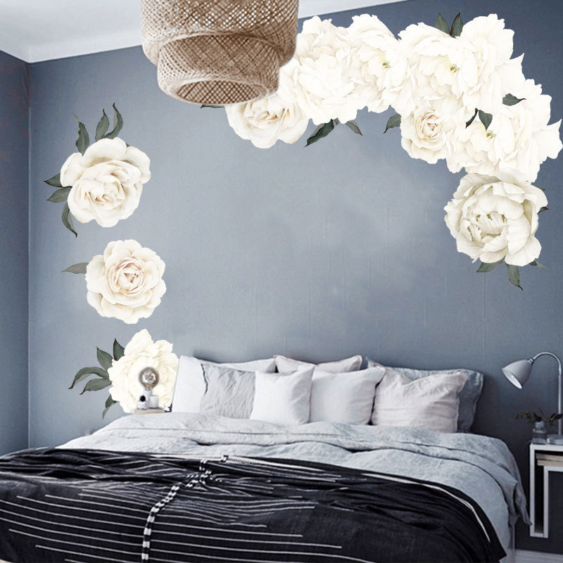Fashion White Peony Flower Group Wall Stickers display picture 2