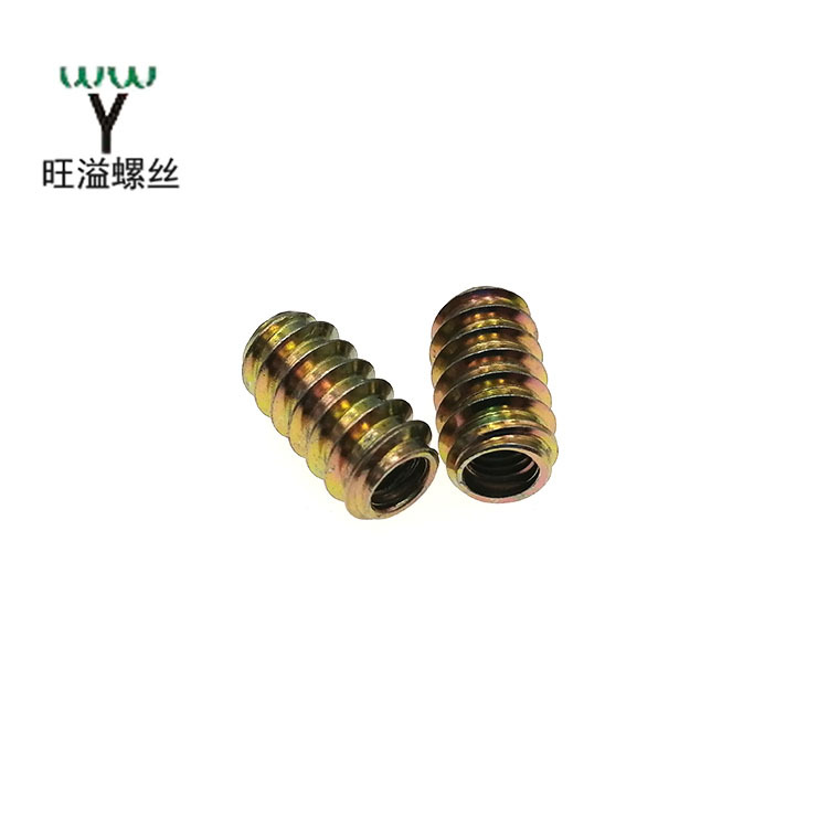 厂家直销碳钢铁镀彩锌直通内外齿螺母直通内外牙家具配件螺母m6M8