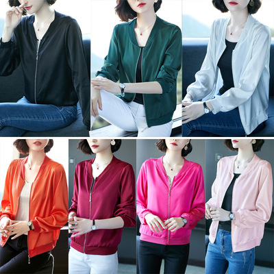 2020 Spring new pattern fashion Satin Little coat Solid Easy Sandy beach Sunscreen Air-conditioned shirt Long sleeve wholesale