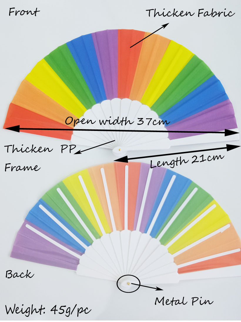 Fashion Bamboo Plastic Rainbow Color Folding Fan Wholesale display picture 1