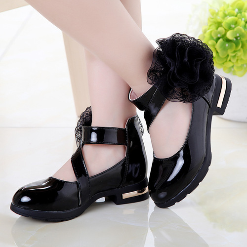 Children's shoes, girls' leather shoes, spring and autumn  new Korean version of princess shoes, soft sole, black performance shoes for middle and large children and students