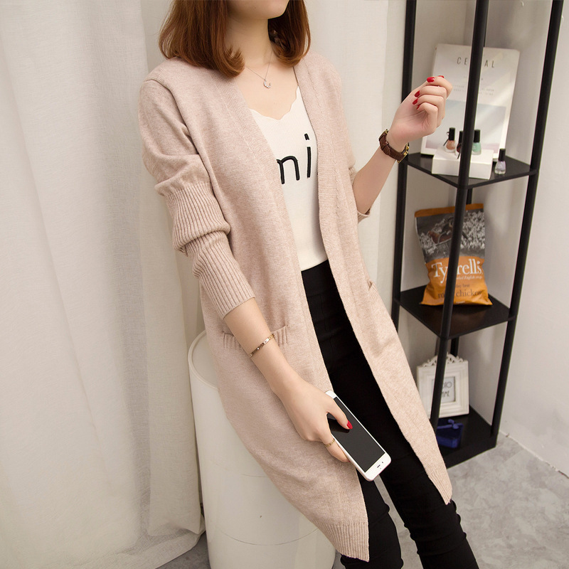 Suéter cárdigan Harajuku para mujer, estilo coreano, largo medio, ropa exterior gruesa para primavera y otoño 2025, cárdigan de punto holgado y versátil. image 3