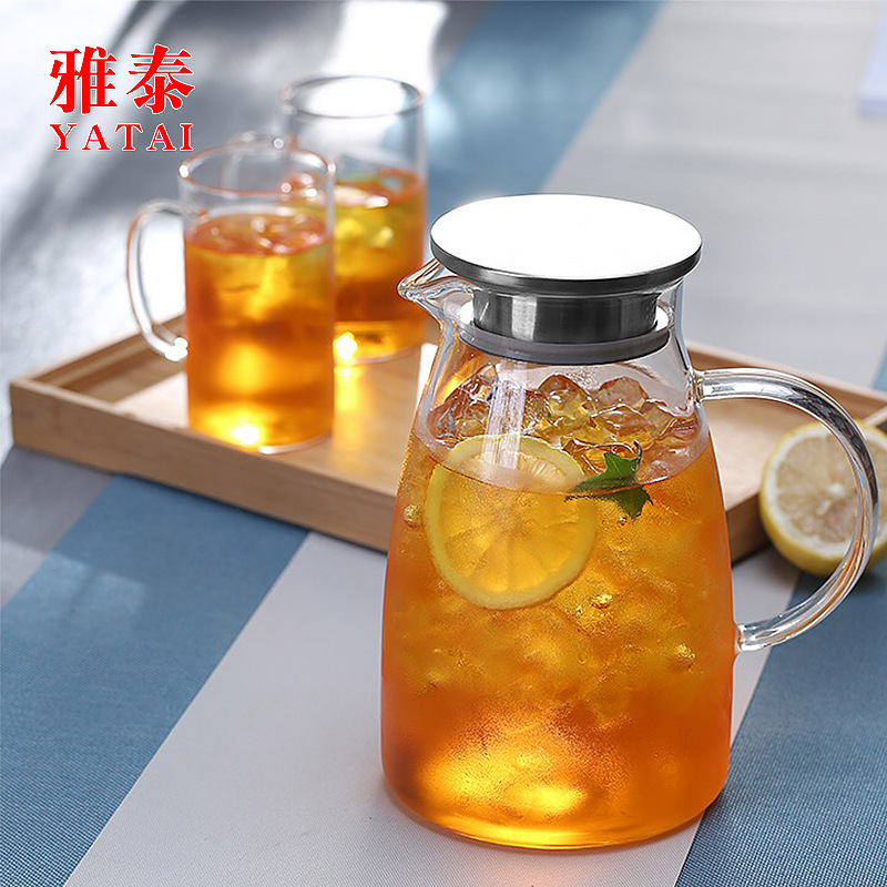 大容量冷水壶家用凉水壶耐高温玻璃水壶凉白开水杯透明果汁壶套装|ru