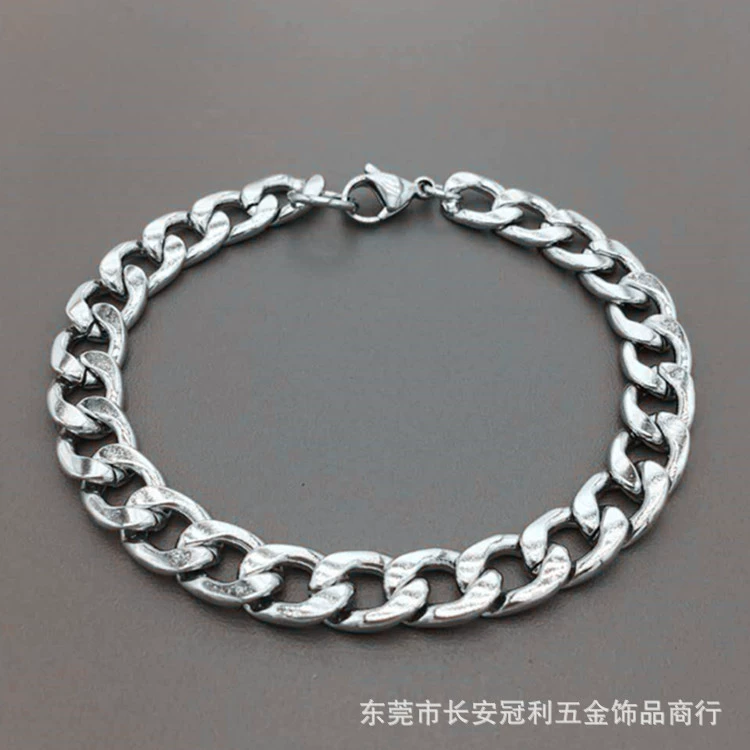Chain stainless steel, fashionable summer necklace and bracelet hip-hop style for men and women, European style, wholesale