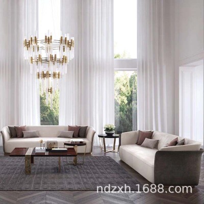 现代简约轻奢真皮沙发头层牛皮客厅小户型意式皮沙发家具组合套装|ru