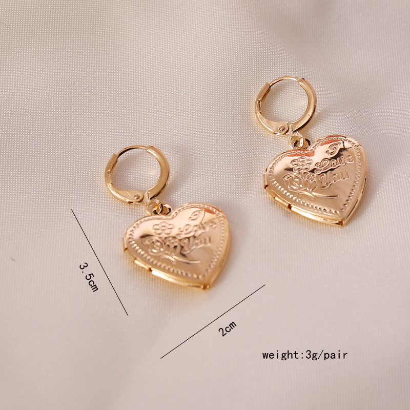 Simple open heart-shape copper necklace earring set