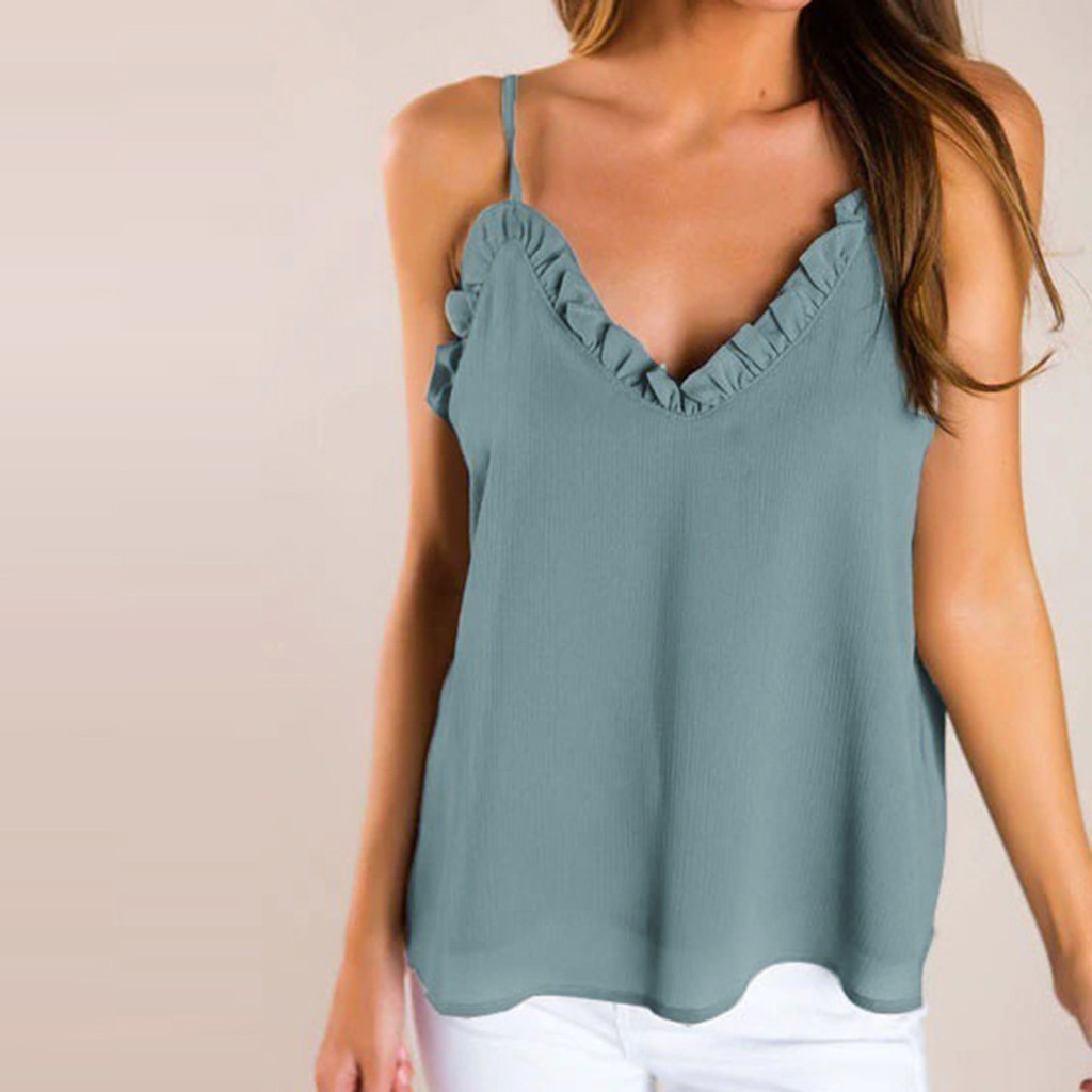 top camisola con cuello en V con costura de encaje de nueva moda NSYF1133