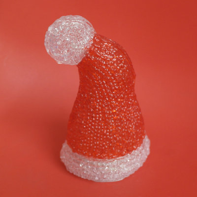 圣诞节庆灯欧美热销迷你圣诞帽亚克力16 LED灯饰4.5V电池供电批发|ru