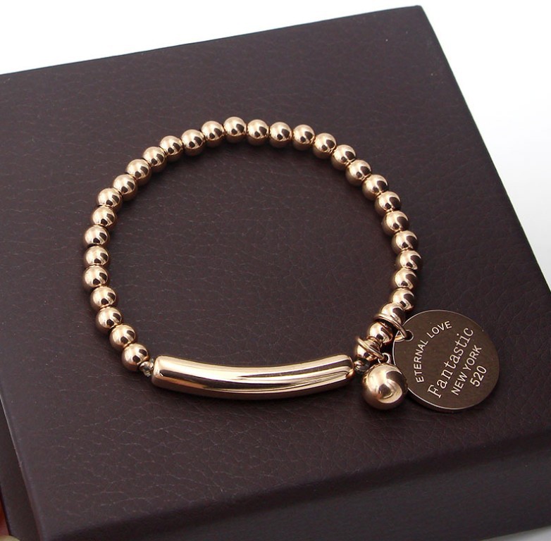 Business Occasion Retro Round Letter Titanium Steel Plating Bracelets
