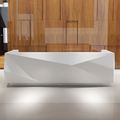 北京定制公司前台 咨询接待台 超市收银台柜台白色烤漆接待台现货|ms