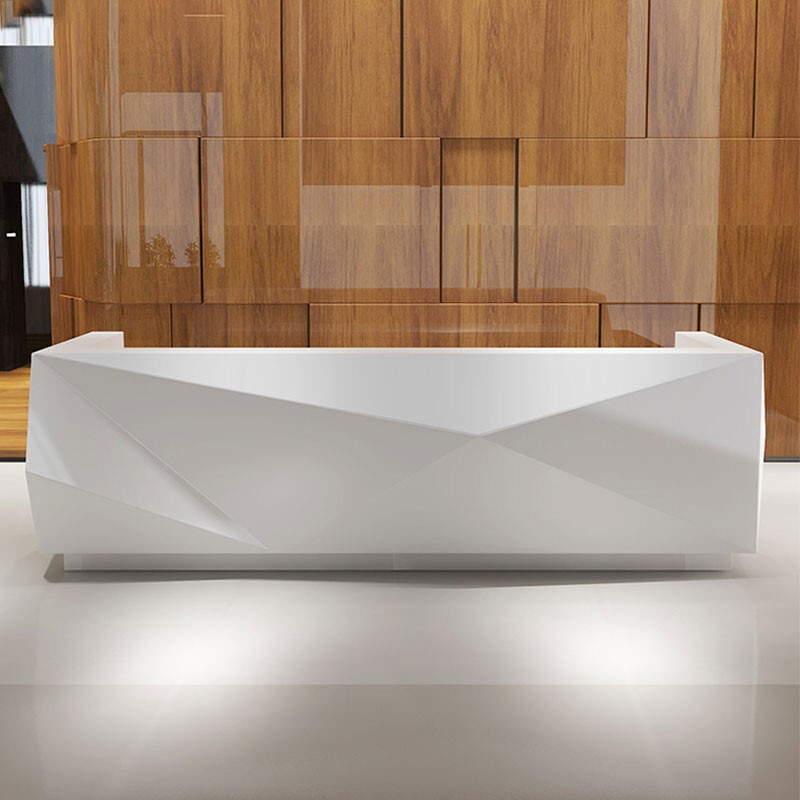 北京定制公司前台 咨询接待台 超市收银台柜台白色烤漆接待台现货|ms