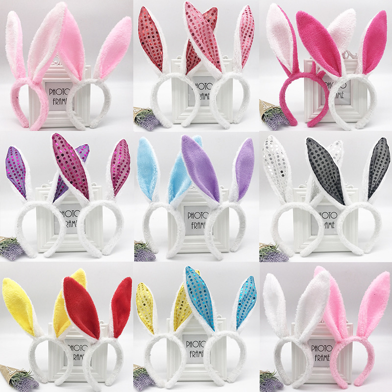 2pcs Halloween sequins hoop Halloween rabbit hair hoop bunny rabbit ear clip cheer items wholesale