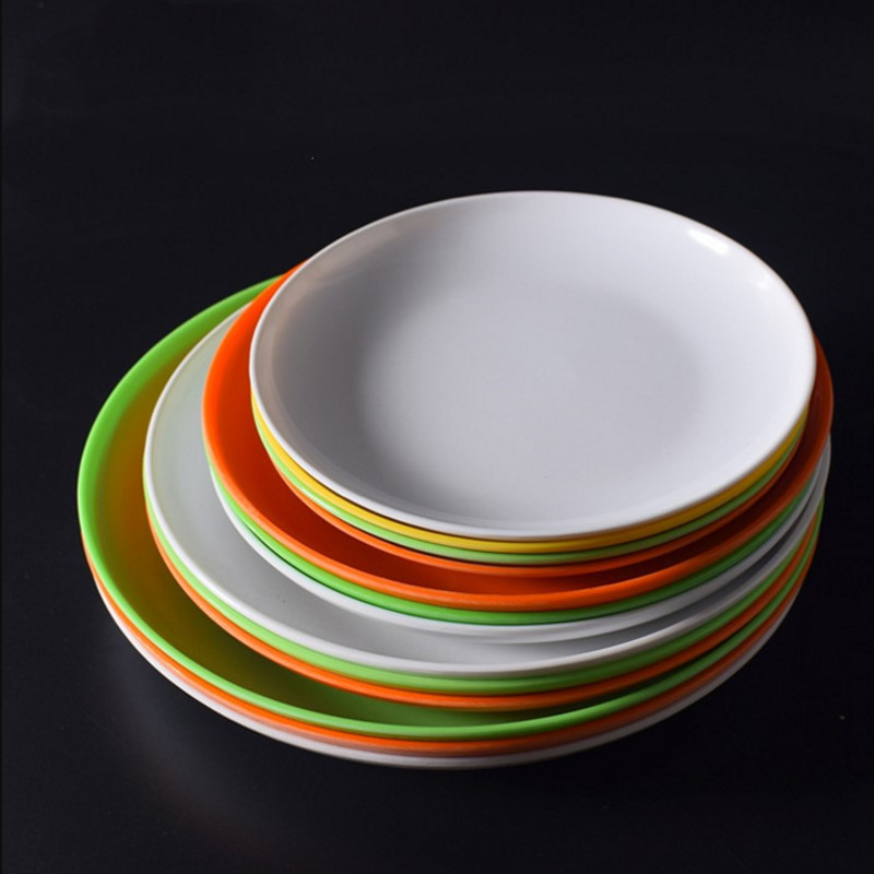 Melamine imitation porcelain color disc rice plate rice plate melamine fruit plate plastic plate gift fast food plate factory wholesale