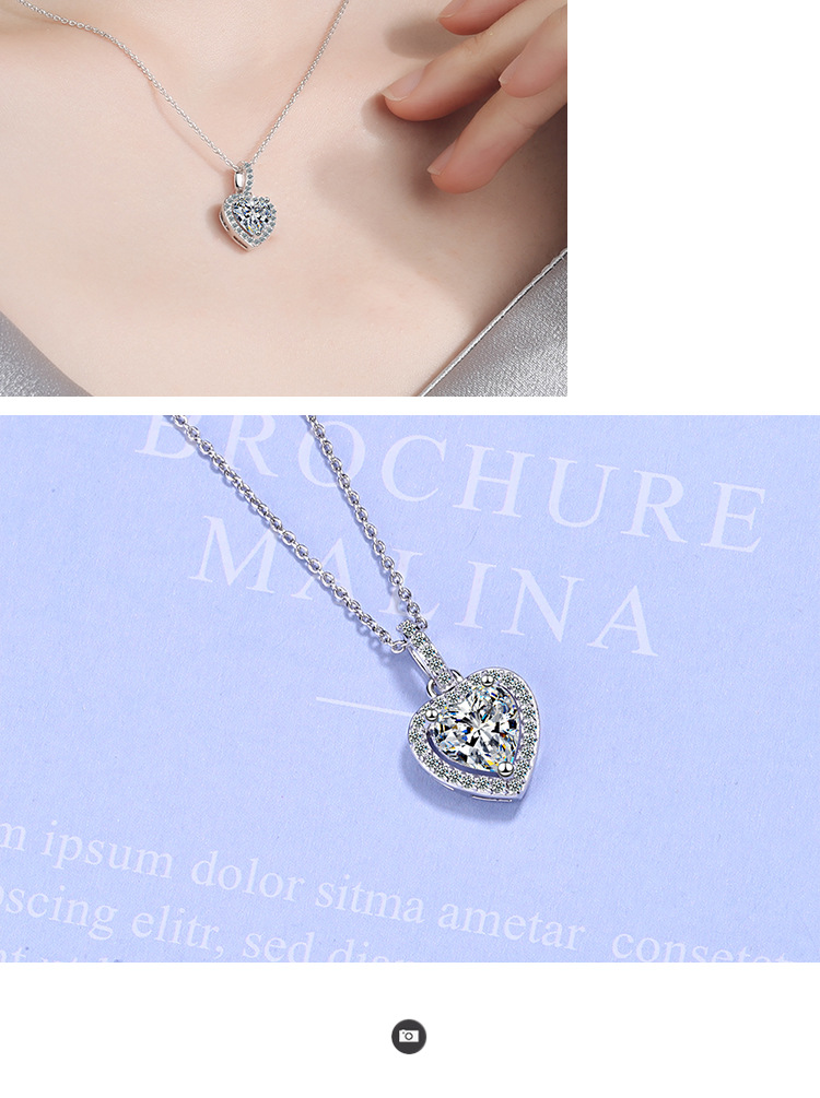 Fashion Heart Shape Copper Plating Zircon Pendant Necklace display picture 4