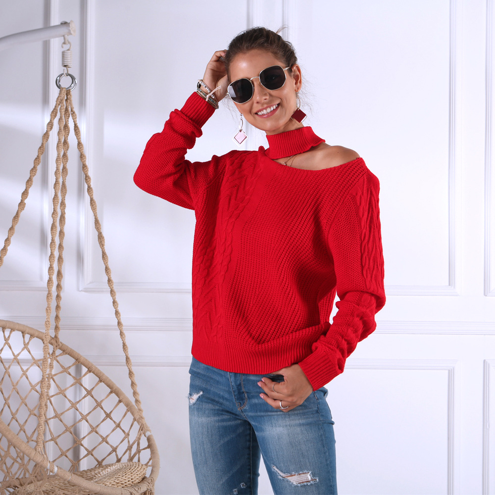 Spot autumn and winter new hanging neck strapless long-sleeved sweater NSYX64034