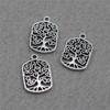 DIY alloy ancient silver ancient green hollow life tree necklace pendant accessories retro round pendant 20*24