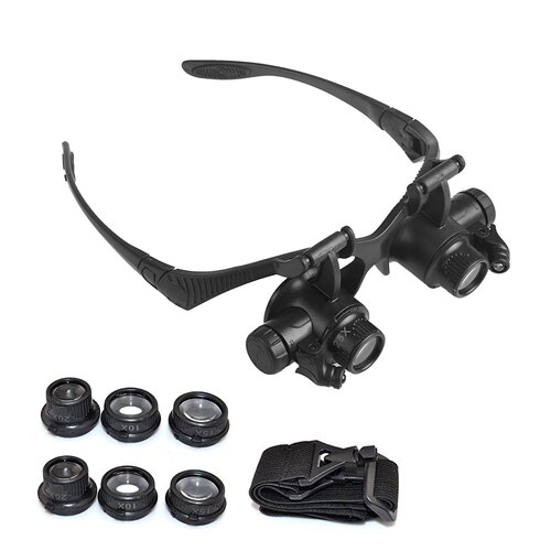 Head-mounted lighting repair magnifying glass for jewelry, diamonds, electronic motherboard, watch circuit board, silver Yuan coins, inlaid