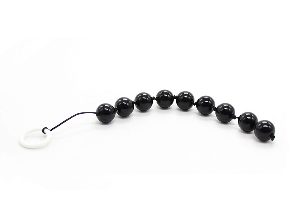 Tienda de fábrica al por mayor juguetes sexuales negro tire perlas cristal pull beads back Court anal plug cuentas aparatos femeninos