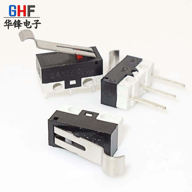 厂家直销小型微动开关 三脚 长脚弯柄  1A 2A 环保鼠标行程开关