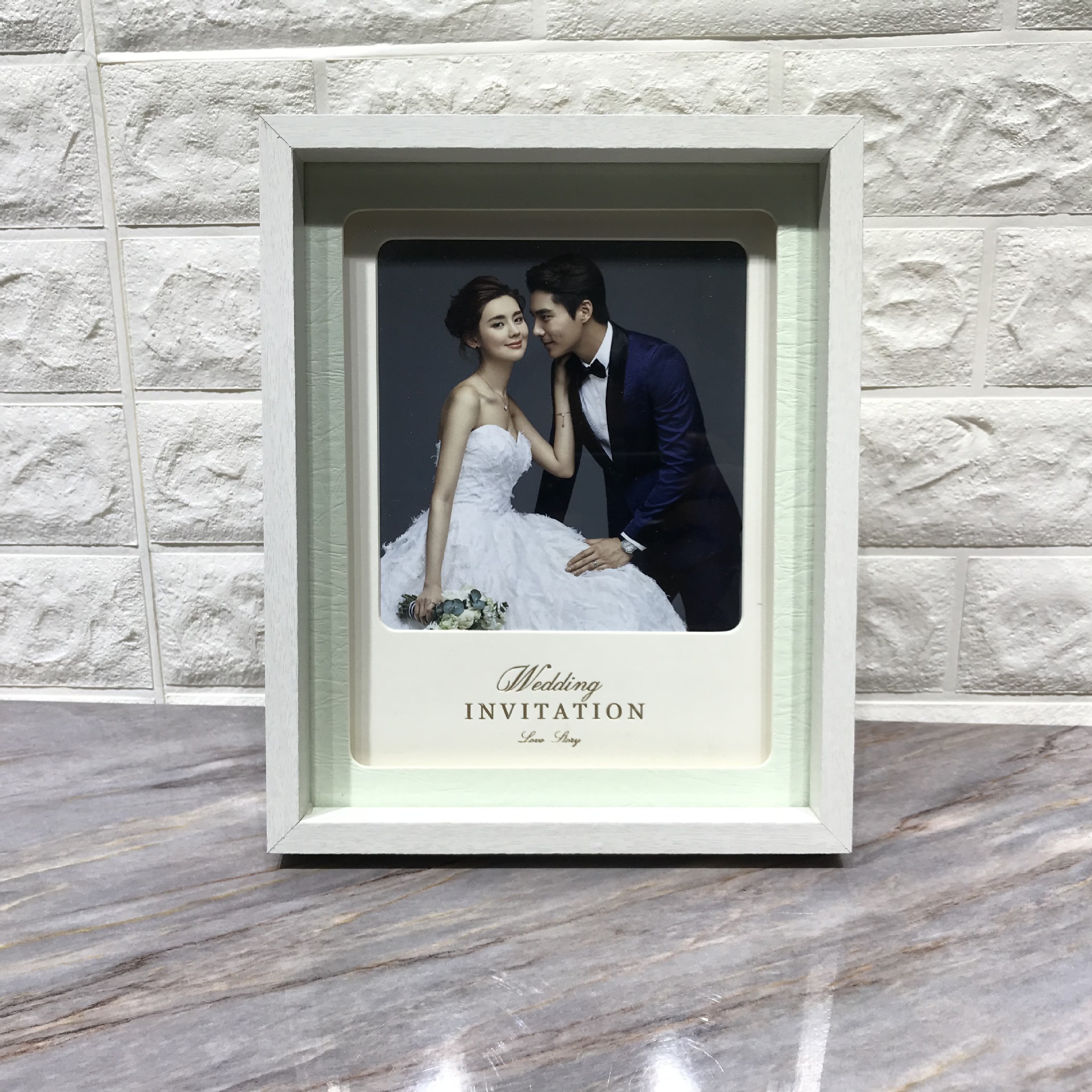 卡纸框双层立体高档创意20年新款白色桌摆婚纱照儿童影楼相框
