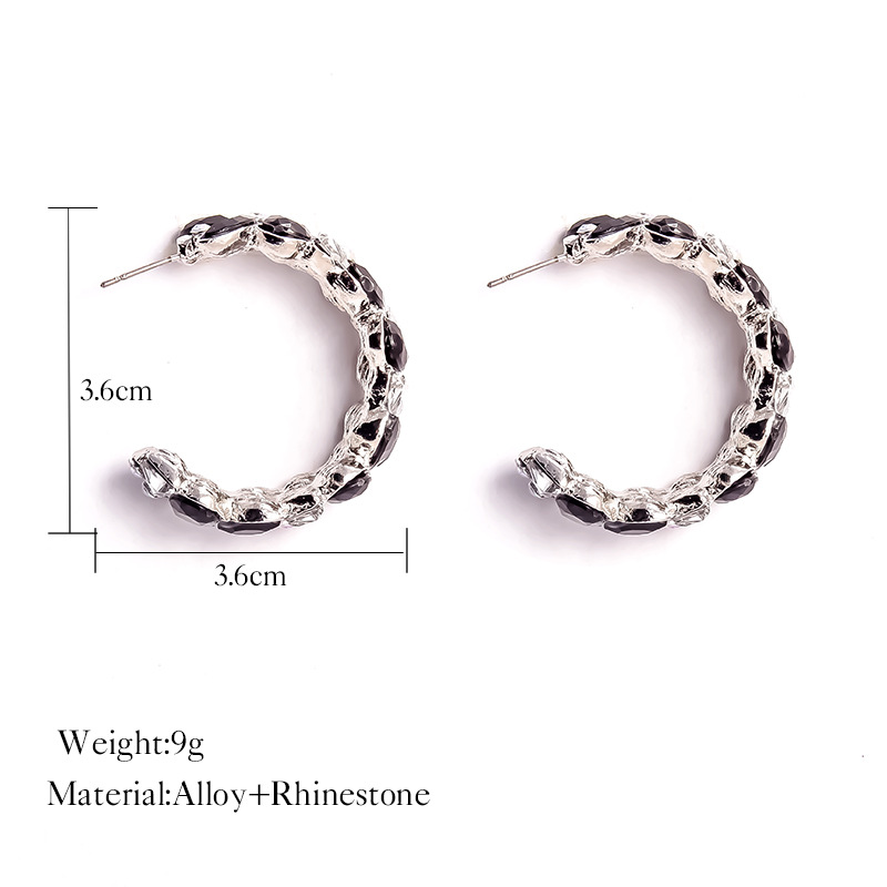 Fashion C-shaped Alloy Earrings With Rhinestones display picture 1