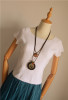 Retro ethnic wooden necklace with bow, sweater, ethnic style, simple and elegant design