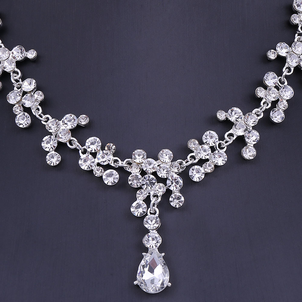 项链耳环套装 新娘水钻项链