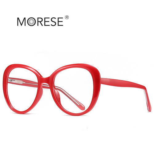 2020 New Amazon Hot Selling Women's Large Frame Fashion Round Anti-Blue Light Flat Mirrors TR90 Glasses Frame 2013