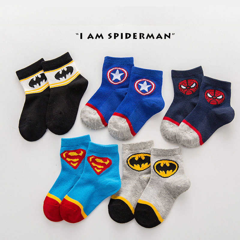 Children's socks spring and summer mesh breathable my hero series baby socks distribution 5 pairs