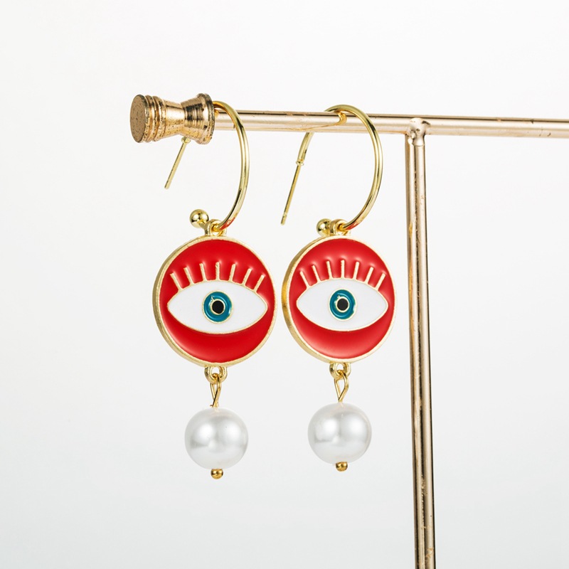 Earrings New Gold-plated Pearl Earrings Fashion Devil Eye Earrings For Women display picture 2