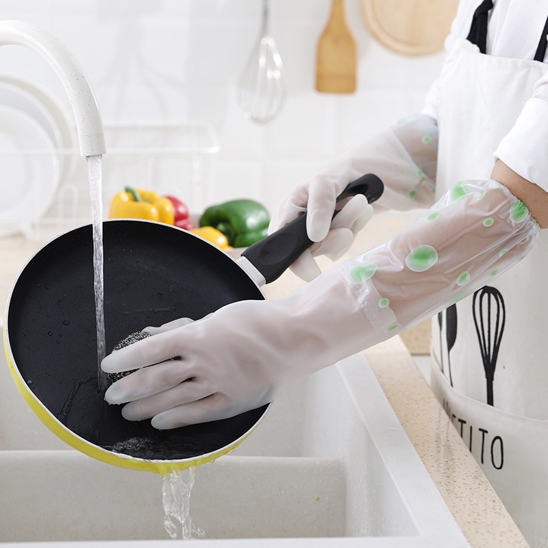清仓处理接袖加长洗碗手套防穿刺防滑PVC家务厨房清洁洗衣手套
