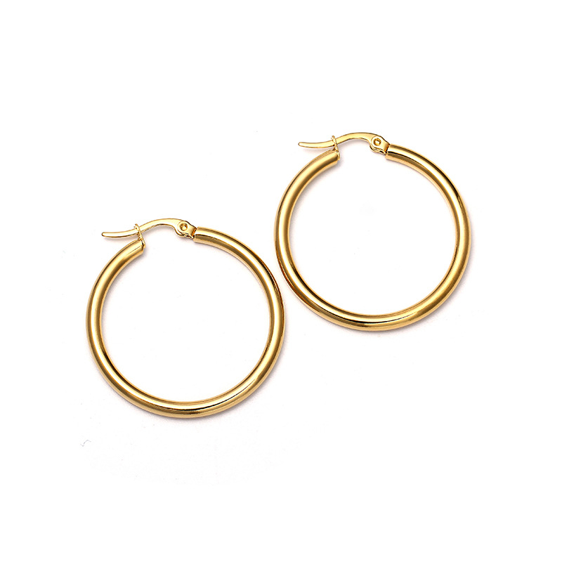 Titanium&Stainless Steel Fashion Geometric earring(Gold 3.5cm)Fine Jewelry NHIM1671-Gold-3.5cm
