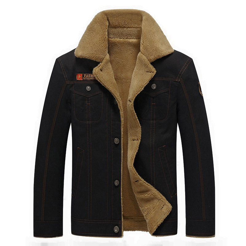 2019 Nuevos hombres de invierno forro de lana de algodón caliente acolchado abrigo de lana de mediana edad solapa chaqueta AliExpress venta al por mayor