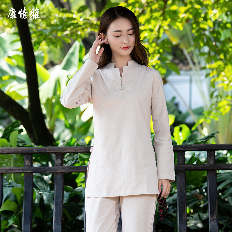 Women Yoga Clothes Sets Cotton Linen Meditation Clothing Kung Fu Uniforms  Tai Chi Wing Chun Suit Shirt Pants 2pcs Set Tracksuit