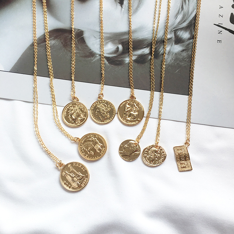 1 Piece Retro Coin Alloy Plating Womenu0027S Pendant Necklace