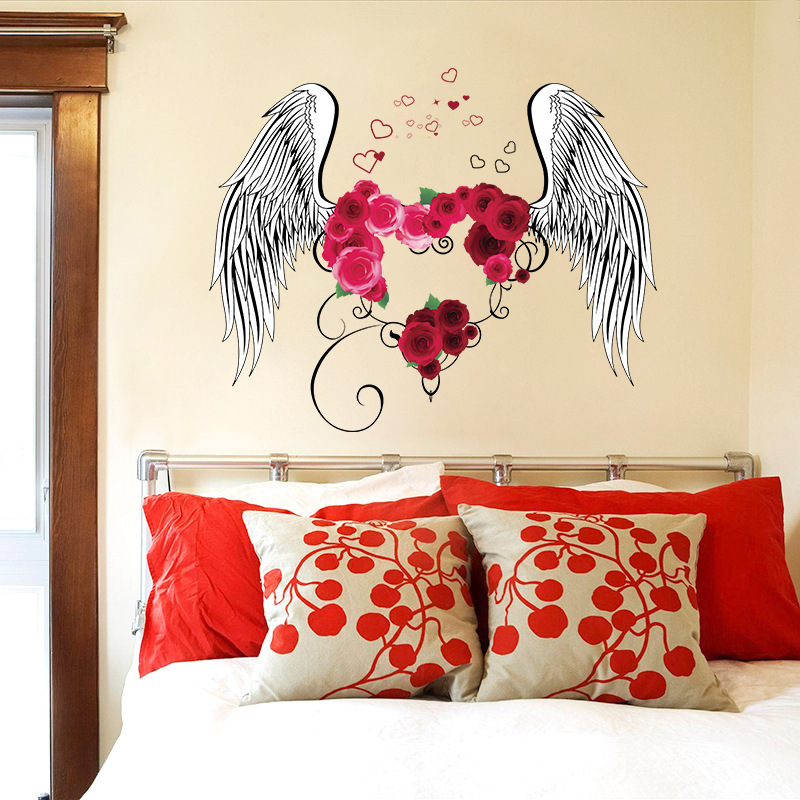 SK9089 Love Wings Quarto Sala de estar Fundo Parede Murais Decorativos Adesivos Removíveis PVC Autoadesivo_voghion.com