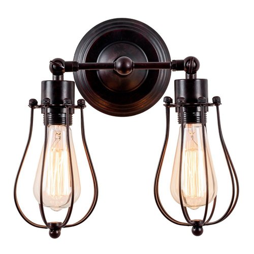 American country retro iron double-headed wall lamp, black antique color, corridor staircase balcony study wall lamp