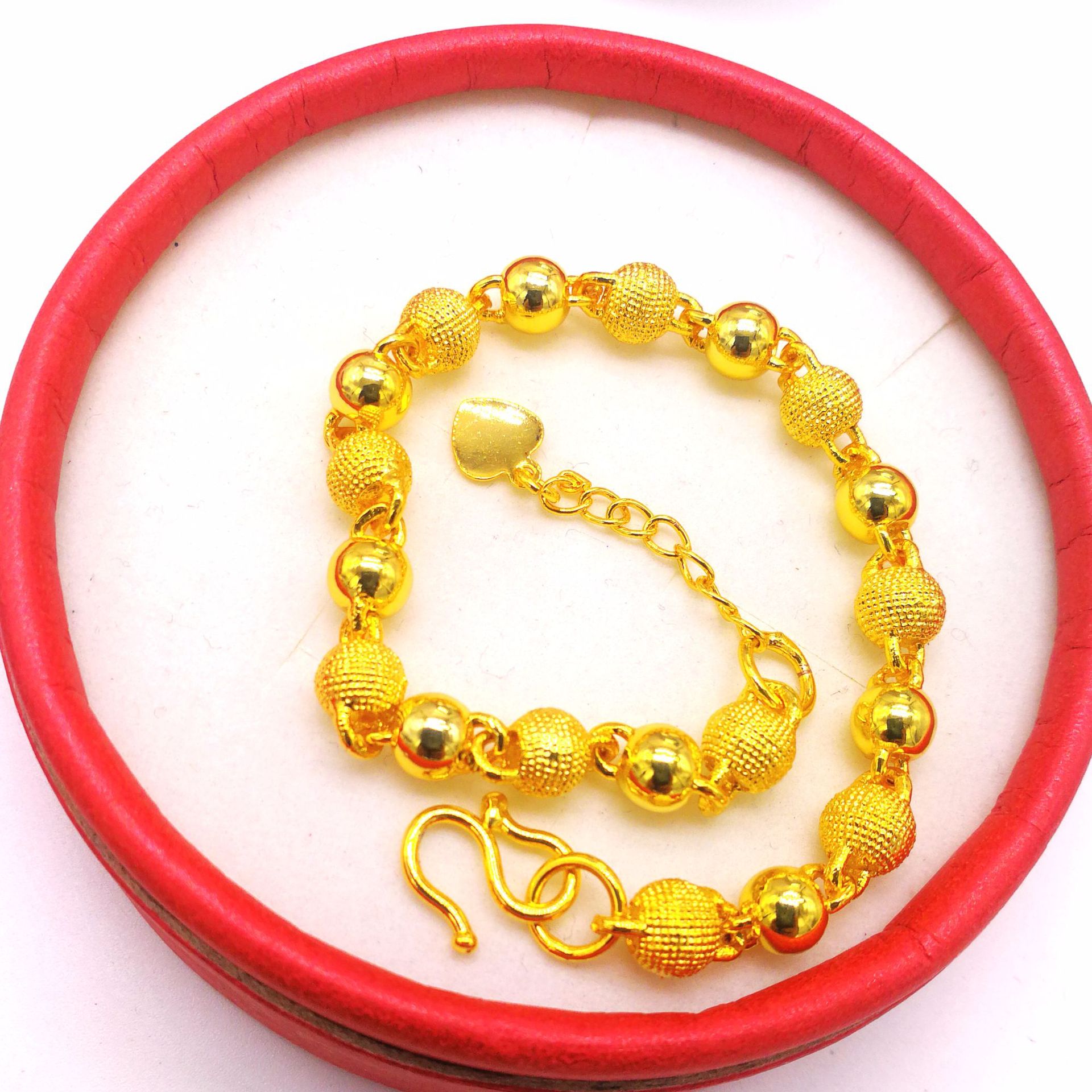 Copper gold-plated ladies round bead bracelet factory spot wholesale light bead sand bead alternate men's girlfriend gift