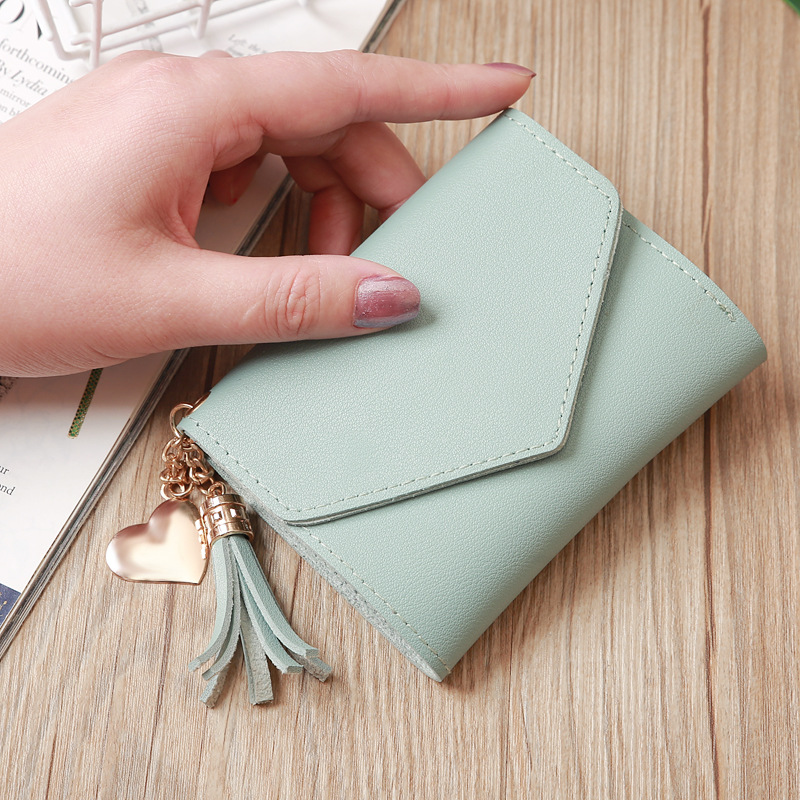 Korean Solid Color Short Tassel Wallet Wholesale display picture 32