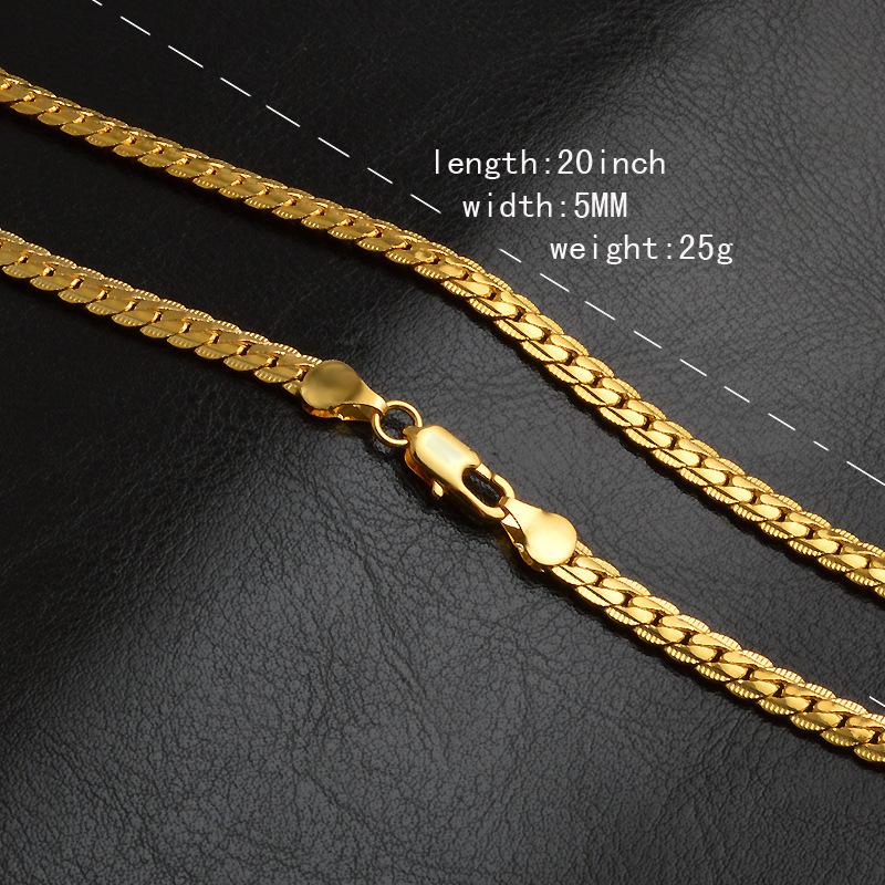 European And American Ins Fashion Jewelry Wholesale European And American Popular Jewelry 5MM Full Side Gold-plated Necklace On Behalf Of The Hair Necklace