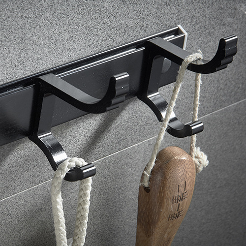 Factory Direct Supply No Drilling Hook Single Hook Black Hook Hanger Bathroom Kitchen Wall Hanging Clothes Hook