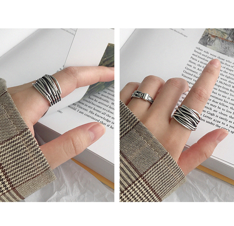 Retro Geometric Sterling Silver Plating Open Ring 1 Piece