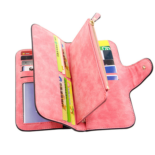 New fashionable women's three-fold buckle long wallet Korean style frosted multi-functional large-capacity card holder women's wallet