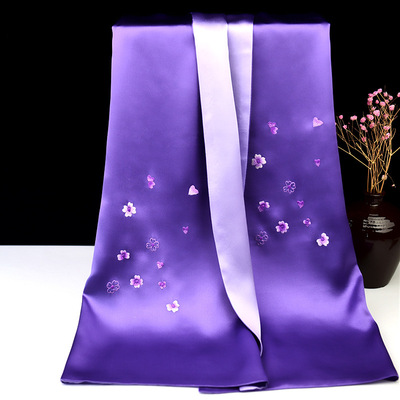 新款丝巾女百搭手工绣花防晒真丝围巾苏州礼品|ru