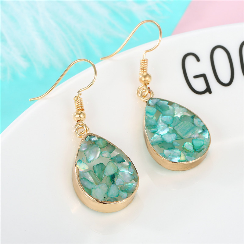 Korean Fashion Gravel Shell Round Drop Earrings display picture 2