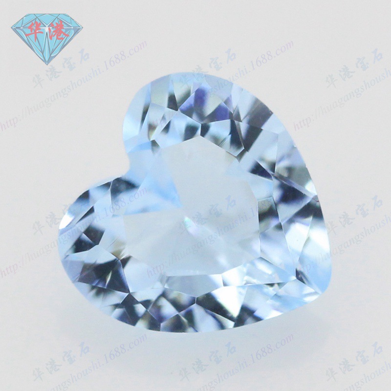 Blue glass gemstone for ring heart-shaped heart shaped