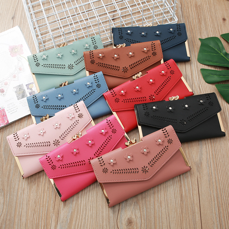 Korean Hollow Flower Long Clutch Bag Wholesale display picture 1