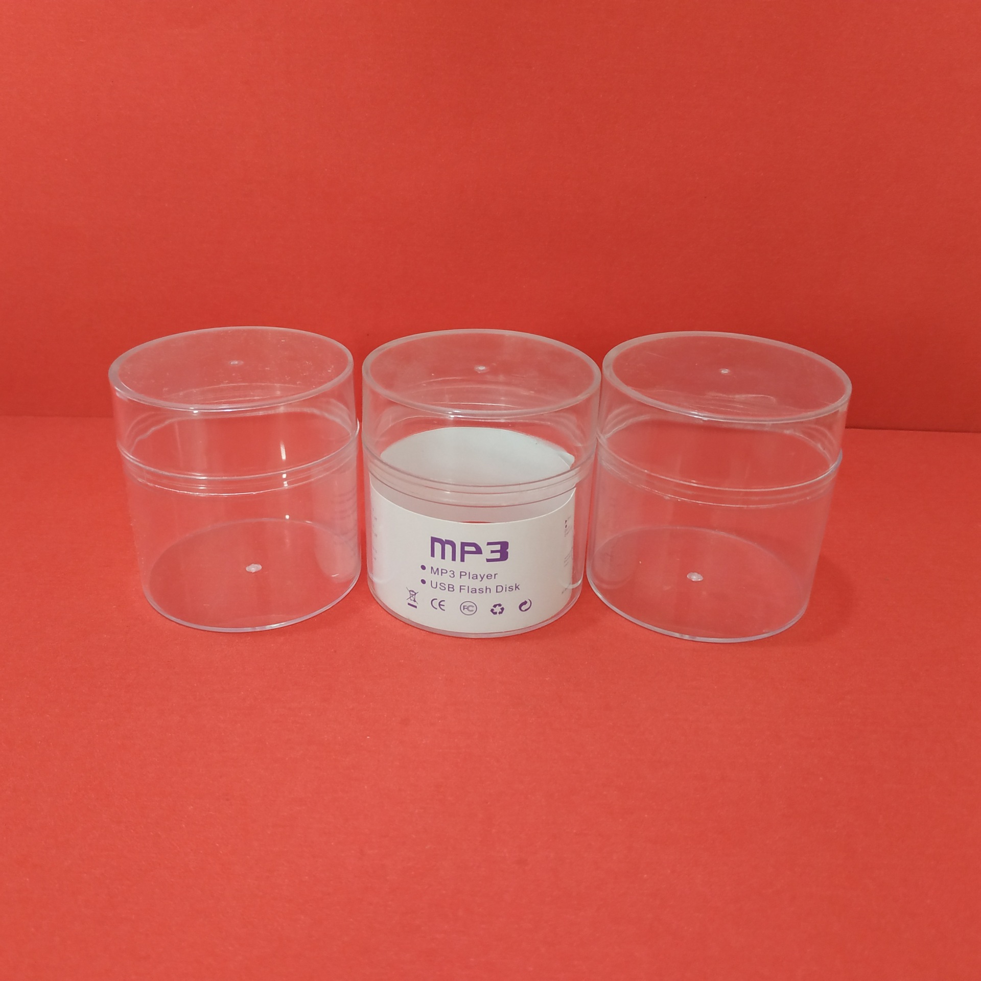 定制卡通U盘透明圆筒包装盒/水晶盒   圆形塑料包装盒