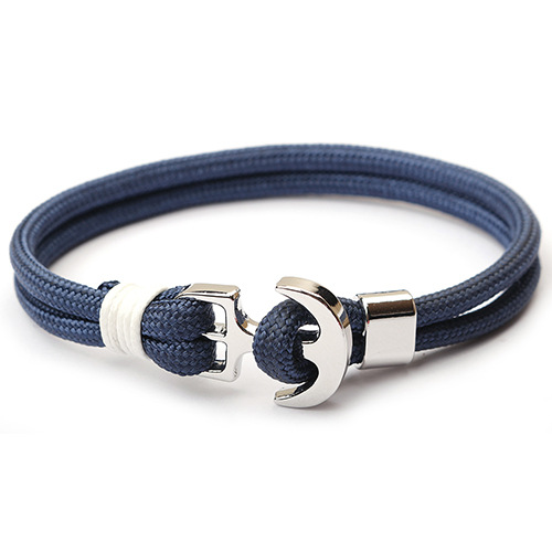 Layered Design Simple Style Anchor Alloy Rope Layered Men's Bracelets Men Cuff & Bangle